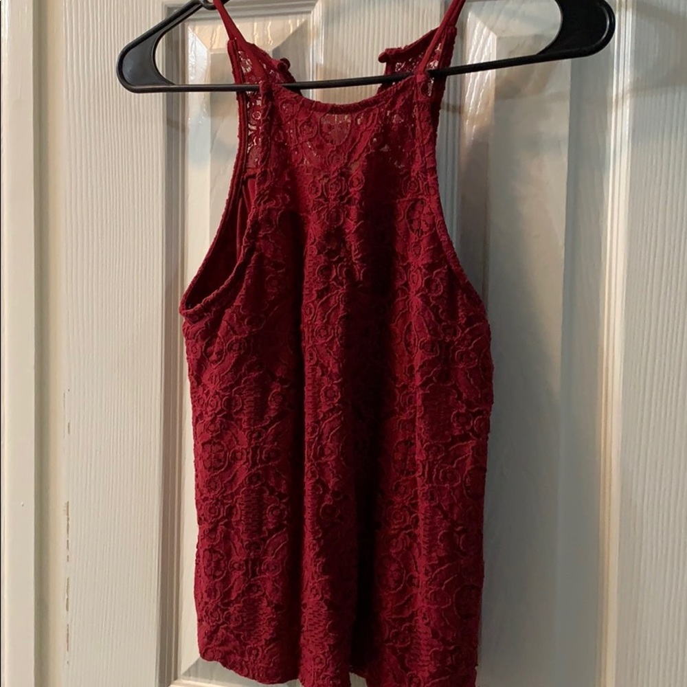 Halter like red merlot top / blouse